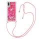 Силиконовая накладка Deexe Liquid Glitter with Strap для Samsung Galaxy A02 (A022) - Pink Hearts. Фото 3 из 6