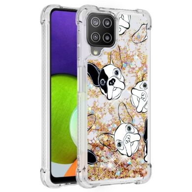 Силиконовый (TPU) чехол Deexe Fashion Glitter для Samsung Galaxy A22 (A225) / M22 (M225) - Black and White Dog