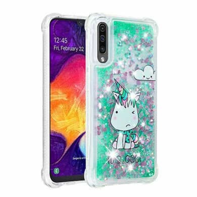 Силиконовый (TPU) чехол Deexe Fashion Glitter для Samsung Galaxy A50 (A505) / A30s (A307) / A50s (A507) - Unicorn