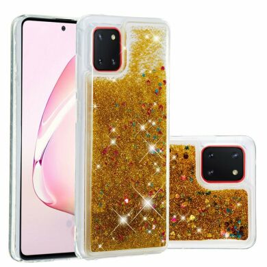 Силіконовий (TPU) чохол Deexe Liquid Glitter для Samsung Galaxy Note 10 Lite (N770) - Gold