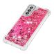 Силіконовий (TPU) чохол Deexe Liquid Glitter для Samsung Galaxy S21 FE (G990) - Pink Hearts