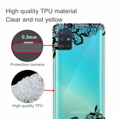 Силіконовий (TPU) чохол Deexe Pretty Glossy для Samsung Galaxy A31 (A315) - Black Flower