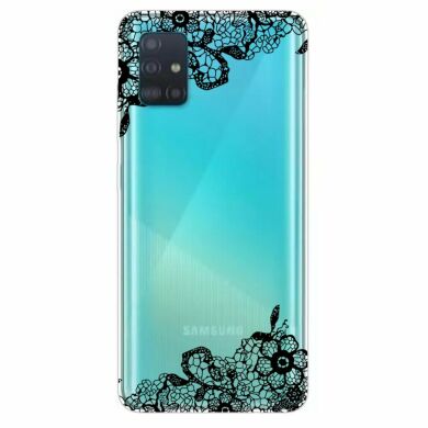 Силиконовый (TPU) чехол Deexe Pretty Glossy для Samsung Galaxy A31 (A315) - Black Flower