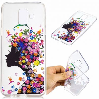 Силиконовый (TPU) чехол Deexe Pretty Glossy для Samsung Galaxy A6 2018 (A600) - Girl Pattern