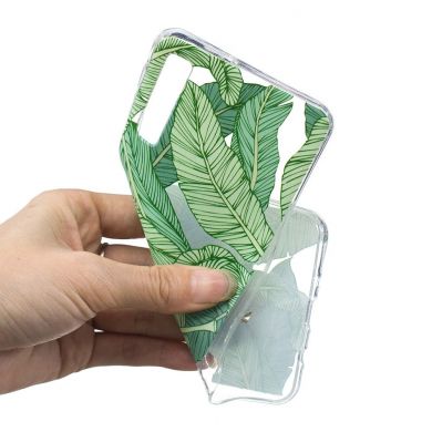 Силиконовый (TPU) чехол Deexe Pretty Glossy для Samsung Galaxy A7 2018 (A750) - Green Leaves