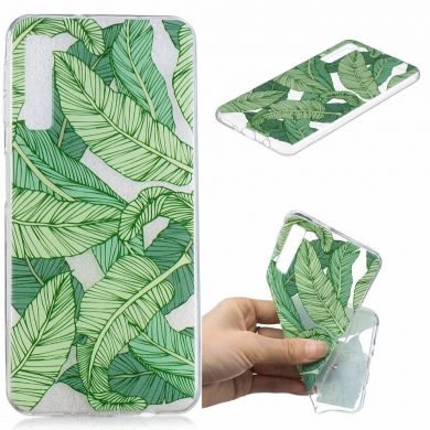 Силиконовый (TPU) чехол Deexe Pretty Glossy для Samsung Galaxy A7 2018 (A750) - Green Leaves