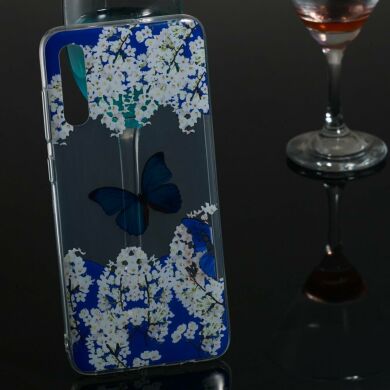 Силіконовий (TPU) чохол Deexe Pretty Glossy для Samsung Galaxy A70 (A705) - Butterfly and White Flowers