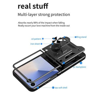 Защитный чехол Deexe Armor Shield для Samsung Galaxy Flip 8 - Black