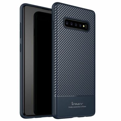 Защитный чехол IPAKY Carbon Fiber для Samsung Galaxy S10 Plus (G975) - Dark Blue