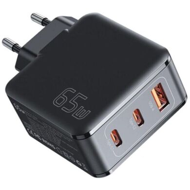 Мережевий зарядний пристрій ESSAGER 65W GaN Matrix Travel Phone Charger USB+ 2Type-C (ECT2CA-JZB01-Z) - Black