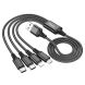 Кабель Hoco X76 4 в 1 USB to Type-C+Type-C+Lightning+MicroUSB (1m) - Black. Фото 3 из 9