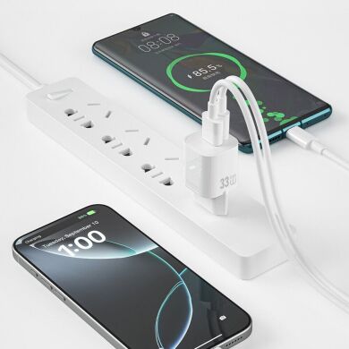 Сетевое зарядное устройство WIWU Wi-G017 GaN 33W (USB + Type-C) - White