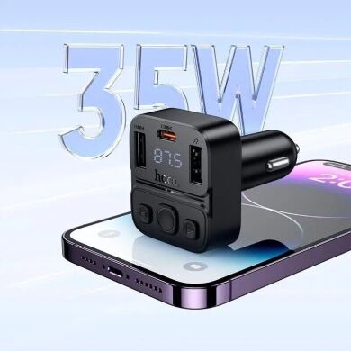 FM модулятор Hoco E87 Delta 35W (Type-C + 2USB) - Black