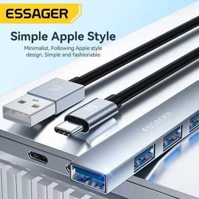 USB HUB ESSAGER Fengyang 4 in 1 Splitter (EHBA04-FY10-P) - Silver