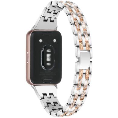 Ремінець Deexe Crystal Design для Samsung Galaxy Fit 3 - Silver / Rose Gold