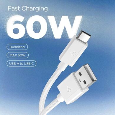Кабель Spigen Essential EB6015CC USB to Type-C (60W, 1.5m) ACA10413 - White