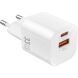 Сетевое зарядное устройство WIWU Wi-G017 GaN 33W (USB + Type-C) - White. Фото 2 из 11