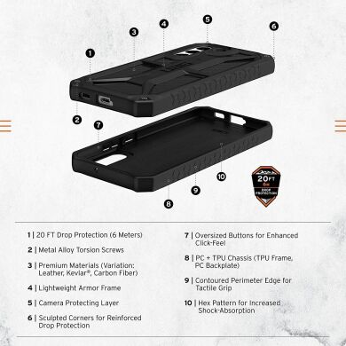 Защитный чехол URBAN ARMOR GEAR (UAG) Monarch Kevlar Series для Samsung Galaxy S22 (S901) - Kevlar Black