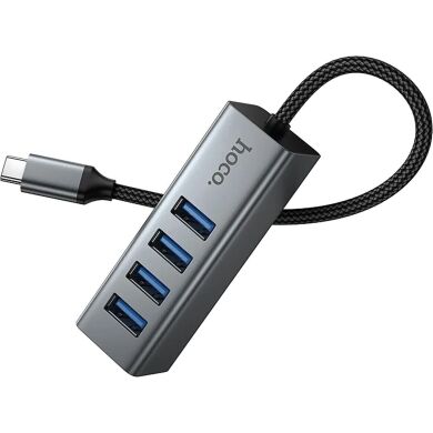 USB HUB Hoco HB1C 4 in 1 Type-C to 4USB 3.0 (0.2m) - Metal Grey