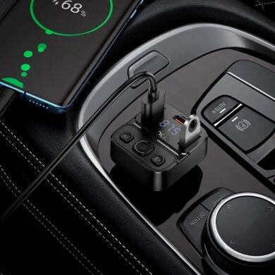 FM модулятор Hoco E87 Delta 35W (Type-C + 2USB) - Black