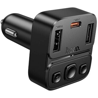 FM модулятор Hoco E87 Delta 35W (Type-C + 2USB) - Black