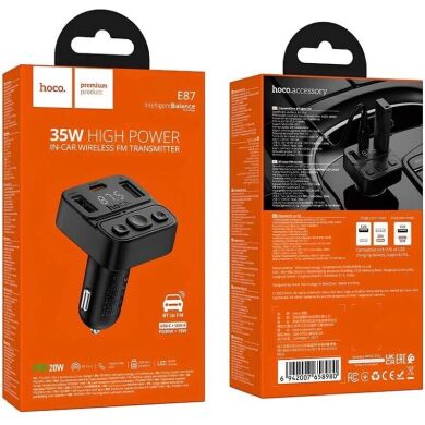 FM модулятор Hoco E87 Delta 35W (Type-C + 2USB) - Black
