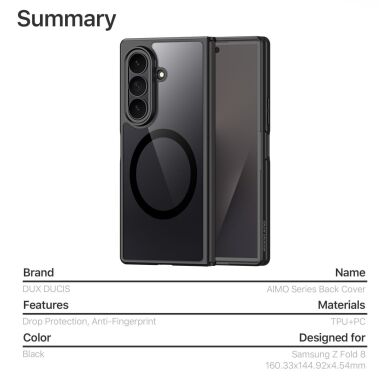 Защитный чехол DUX DUCIS Aimo Series Magnetic (FF) Samsung Galaxy Fold 8 Ultra - Black