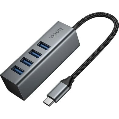 USB HUB Hoco HB1C 4 in 1 Type-C to 4USB 3.0 (0.2m) - Metal Grey