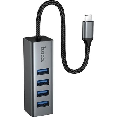USB HUB Hoco HB1C 4 in 1 Type-C to 4USB 3.0 (0.2m) - Metal Grey