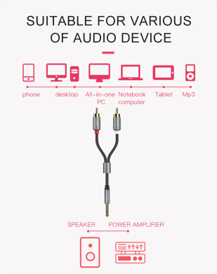 AUX-кабель Hoco UPA10 Lotus Double (1.5m) - Grey