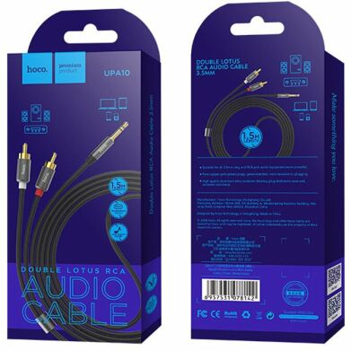 AUX-кабель Hoco UPA10 Lotus Double (1.5m) - Grey