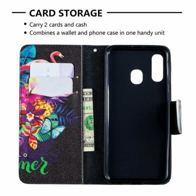 Чехол-книжка Deexe Color Wallet для Samsung Galaxy A40 (А405) - Flamingo and Pineapple