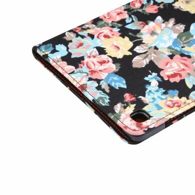 Чехол-книжка Deexe Peony Pattern для Samsung Galaxy Tab S6 lite / S6 Lite (2022/2024) - Black