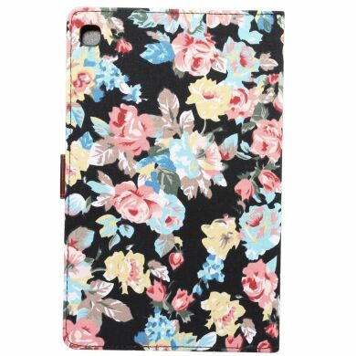 Чехол-книжка Deexe Peony Pattern для Samsung Galaxy Tab S6 lite / S6 Lite (2022/2024) - Black