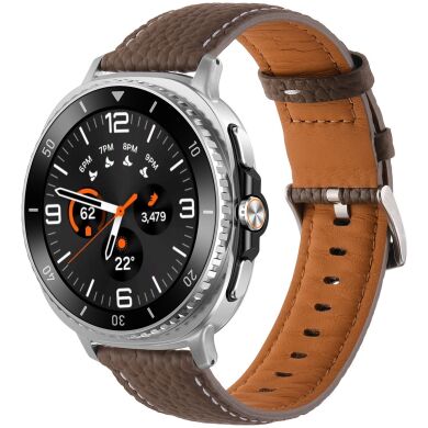 Кожаный ремешок Deexe Classic для Samsung Galaxy Watch 8 (40/44mm) / 8 Classic - Dark Brown