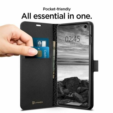 Пластиковий чохол Spigen (SGP) La Manon Wallet Saffiano для Samsung Galaxy S10 (G973) - Black