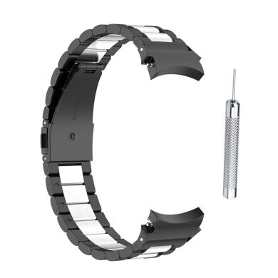 Ремешок Deexe Stainless Steel для Samsung Galaxy Watch 4 (40/44mm) / Watch 4 Classic (42/46mm) - Black / Silver