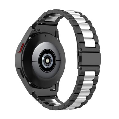 Ремешок Deexe Stainless Steel для Samsung Galaxy Watch 4 (40/44mm) / Watch 4 Classic (42/46mm) - Black / Silver