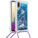 Силиконовая накладка Deexe Liquid Glitter with Strap для Samsung Galaxy A02 (A022) - Blue Hearts. Фото 1 из 6
