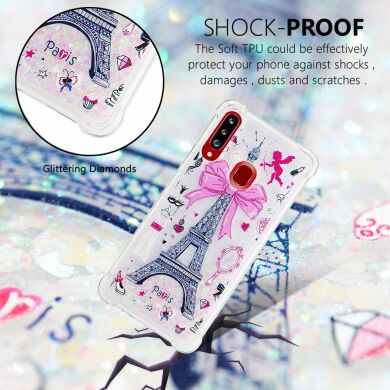 Силіконовий (TPU) чохол Deexe Fashion Glitter для Samsung Galaxy A20s (A207), Eiffel Tower with Bowknot