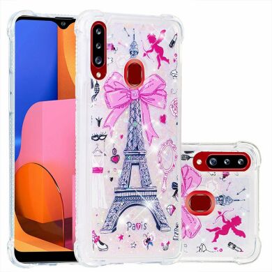 Силіконовий (TPU) чохол Deexe Fashion Glitter для Samsung Galaxy A20s (A207), Eiffel Tower with Bowknot