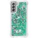 Силиконовый (TPU) чехол Deexe Liquid Glitter для Samsung Galaxy S21 FE (G990) - Green Hearts. Фото 3 из 7
