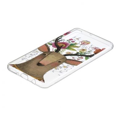 Силиконовый (TPU) чехол Deexe Pretty Glossy для Samsung Galaxy A7 2018 (A750) - Flowered Elk