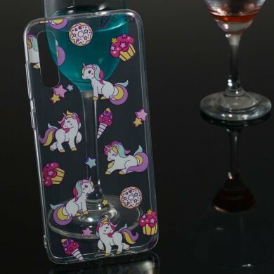 Силиконовый (TPU) чехол Deexe Pretty Glossy для Samsung Galaxy A70 (A705) - Unicorn