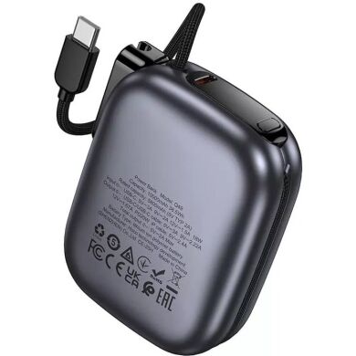 Внешний аккумулятор HOCO Q49 Peak PD20W (10000mAh) + кабель Type-C + Lightning - Metal Gray
