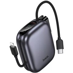 Внешний аккумулятор HOCO Q49 Peak PD20W (10000mAh) + кабель Type-C + Lightning - Metal Gray