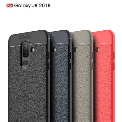 Защитный чехол Deexe Leather Cover для Samsung Galaxy J8 2018 (J810) - Red