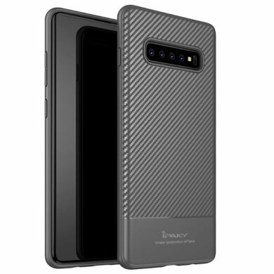 Захисний чохол IPAKY Carbon Fiber для Samsung Galaxy S10 Plus (G975), Grey