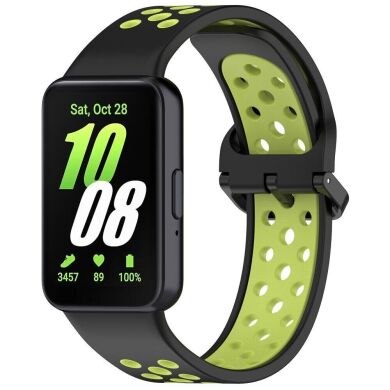 Ремінець Deexe Dot Color для Samsung Galaxy Fit 3 - Black / Lime