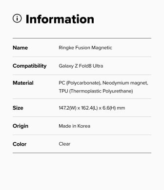 Захисний чохол Ringke Fusion Magnetic (FF) для Samsung Galaxy Fold 8 Ultra (8800328819283) - Clear
